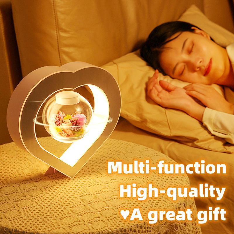 Floating Heart LED Night Light: Magnetic Levitation Magic