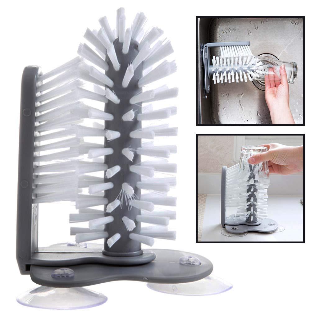 Compact Multi-Use Glass & Bottle Scrubber with Suction