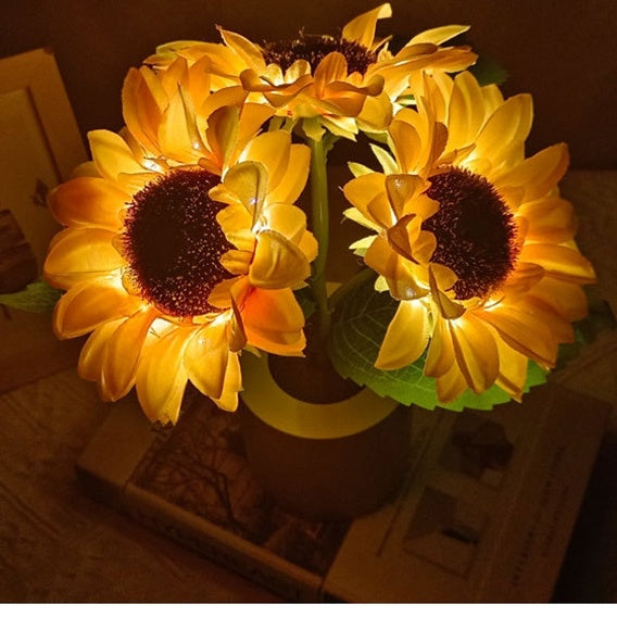 Sunflower LED Night Lamp: Rechargeable Warm Glow