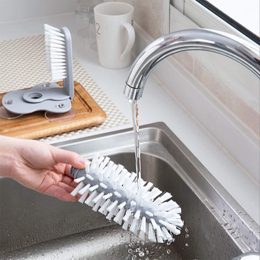 Compact Multi-Use Glass & Bottle Scrubber with Suction