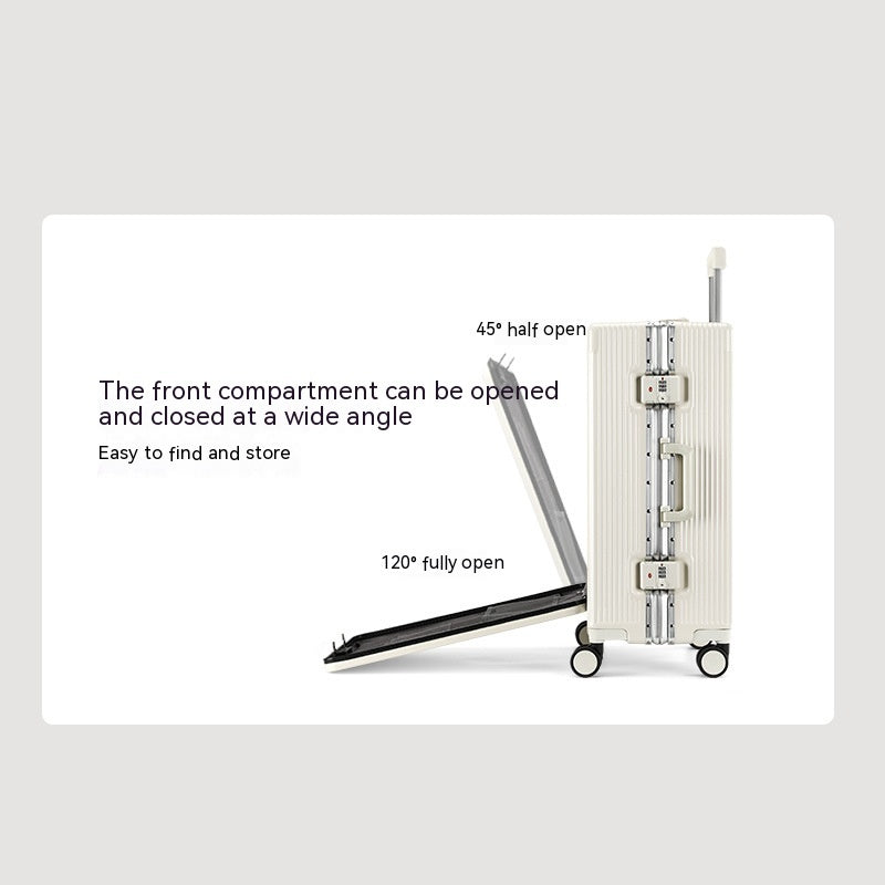 Smart Travel Companion: Front-Opening Large-Capacity Aluminum Trolley