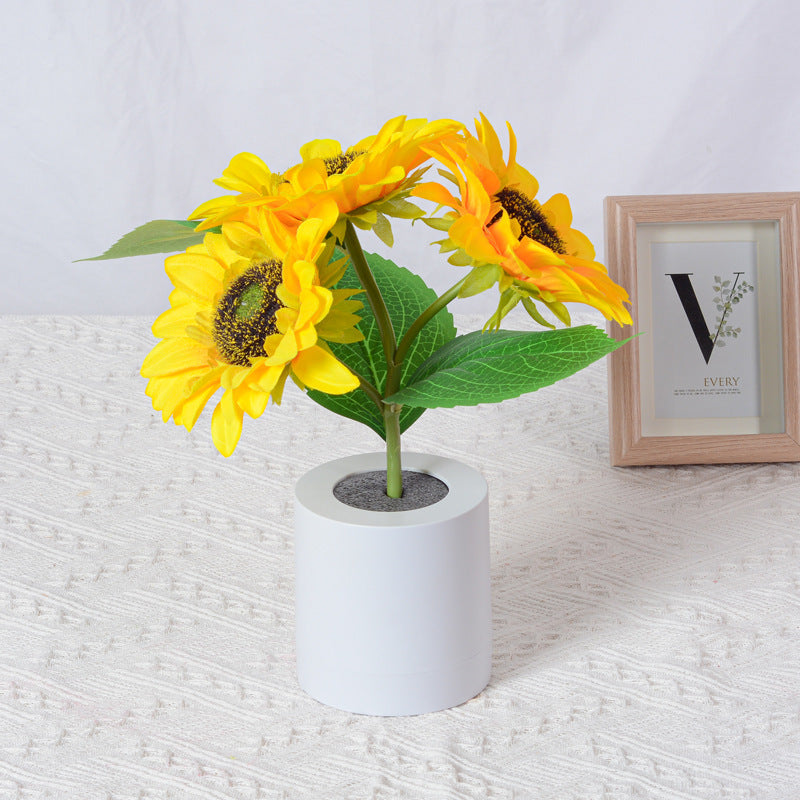 Sunflower LED Night Lamp: Rechargeable Warm Glow
