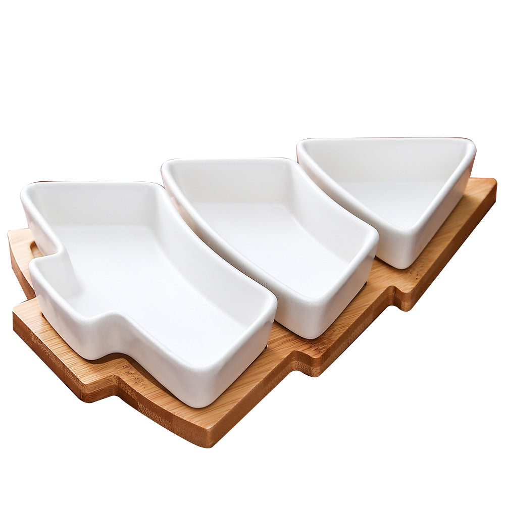 Christmas-Tree Ceramic Plate for Snacks & Desserts