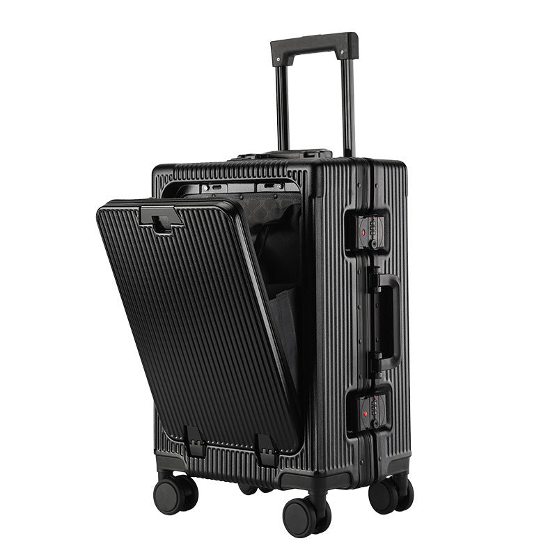 Smart Travel Companion: Front-Opening Large-Capacity Aluminum Trolley
