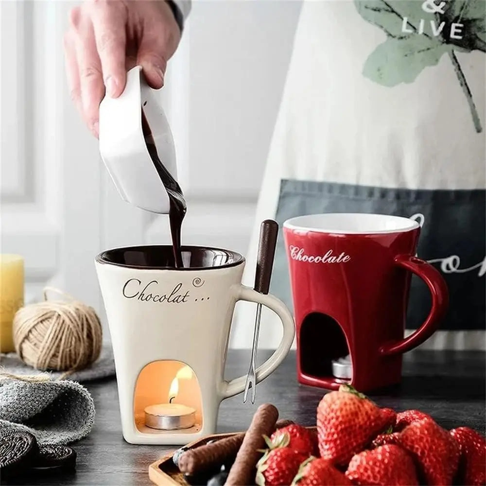 Sweet Nights In: Ceramic Mini Fondue Pot Kit