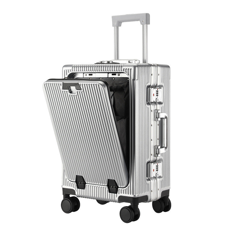 Smart Travel Companion: Front-Opening Large-Capacity Aluminum Trolley