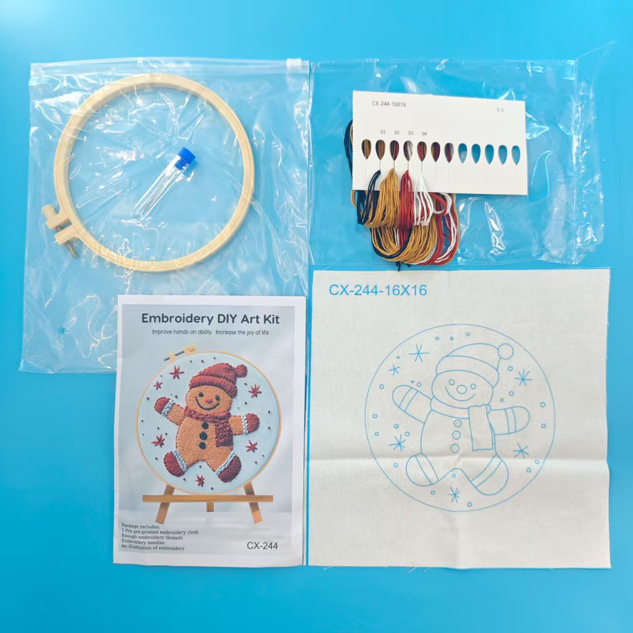 Festive DIY Fun: Gingerbread Man Embroidery Set