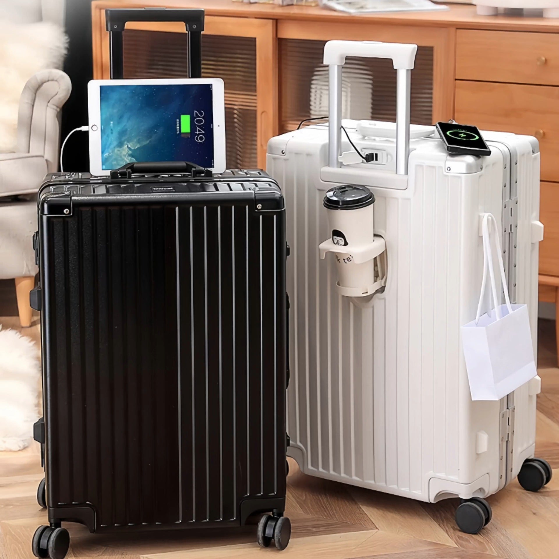 Effortless Travel Companion: 20-Inch Multi-Function Carry-On